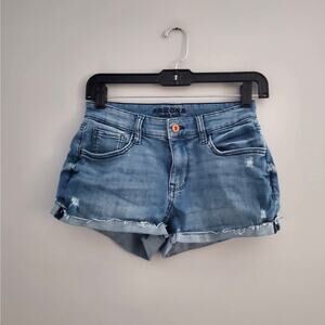 Arizona Juniors Blue Denim Jean Cuffed Distressed Shorts 5